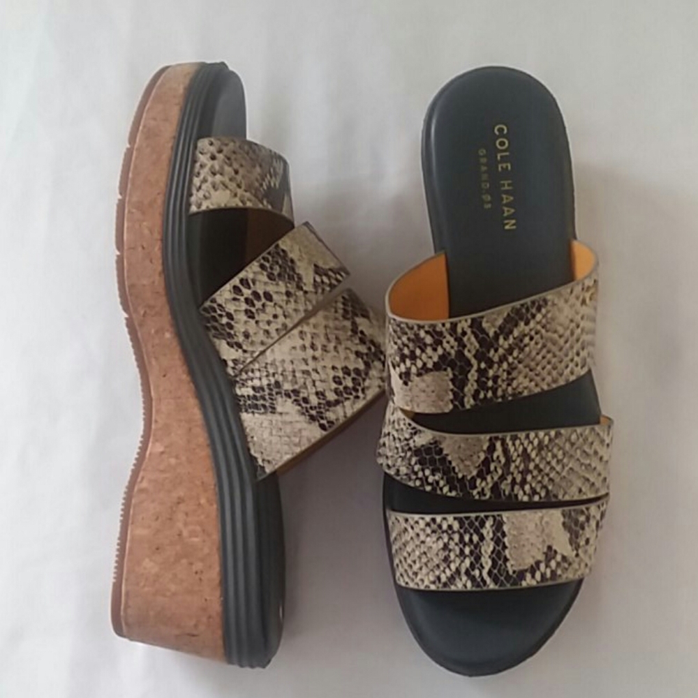 Cole Haan Sandal Snakeskin Cork Wedges